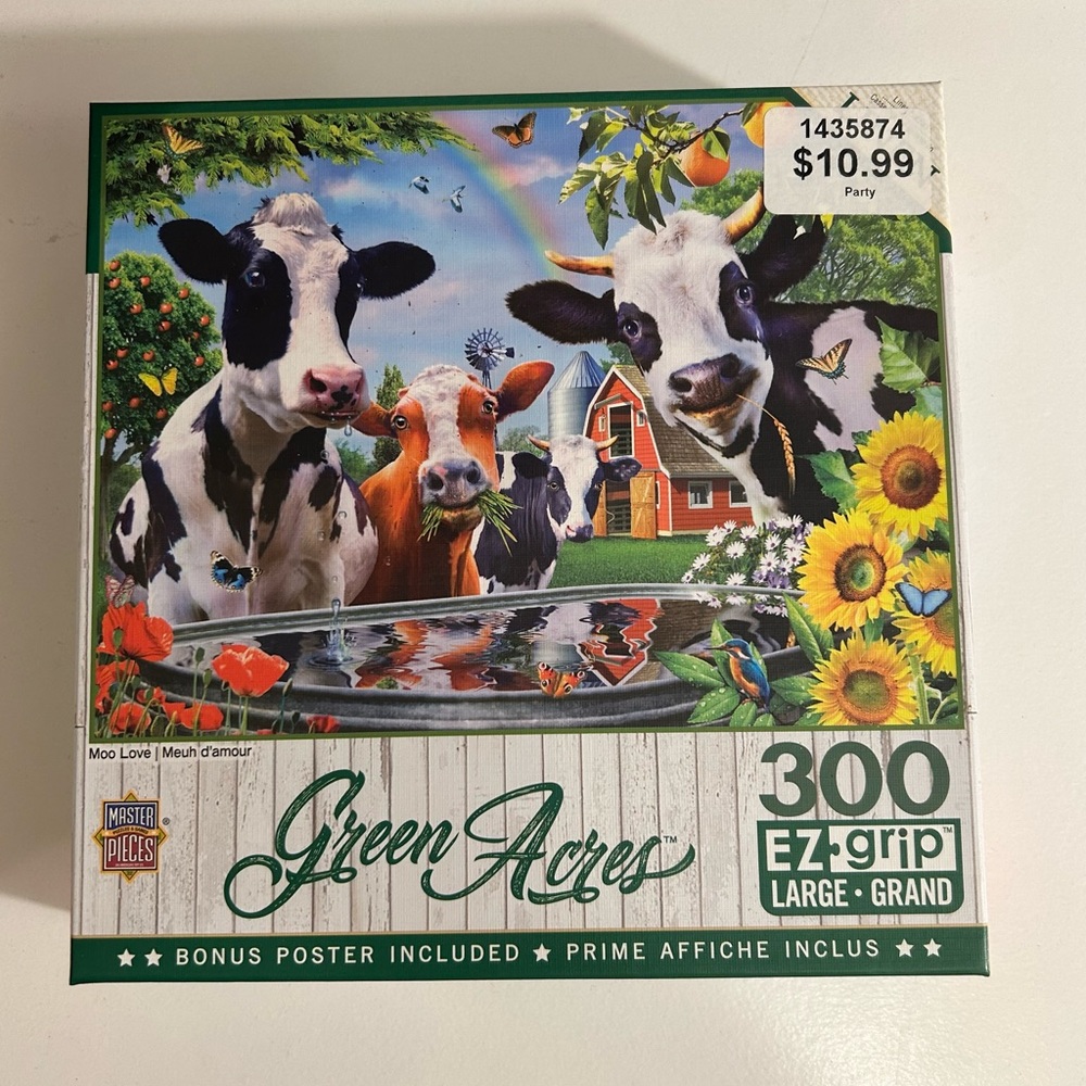 Like New 300 EZ Grip Piece Jigsaw Puzzle “Moo Love” Green Acres